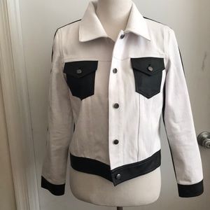 Two Tone Denim Faux Leather Jacket